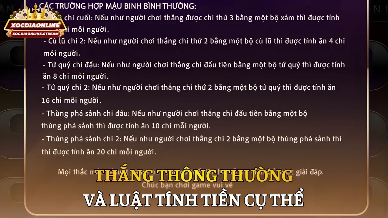 Thắng thông thường và luật tính tiền cụ thể
